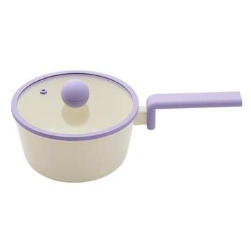 NEOFLAM 台灣原廠公司貨 Planet系列 電磁爐適用 陶瓷塗層單柄湯鍋 附玻璃蓋  18cm  星球紫  1組