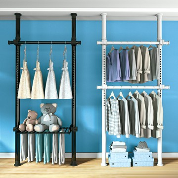 【台灣公司 可開發票】頂天立地晾衣架簡易落地臥室衣帽架免打孔組裝家用室內衣柜置物架