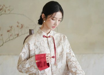 新中式中國風 浮雕提花訂婚拜年服 盤扣上衣