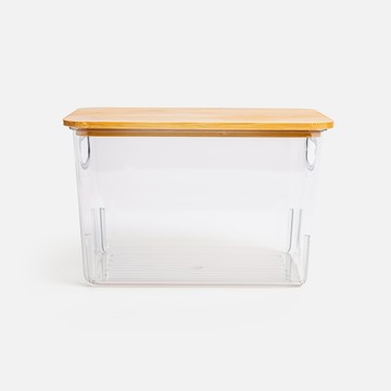 Home Zone 透明手提收納盒 附竹蓋 小