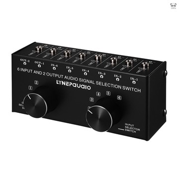 LYNEPAUAIO B027 6進2出 音源信號選擇切換器 信號分配器 可雙向切換成2進6出 3.5mm輸入/輸出插口