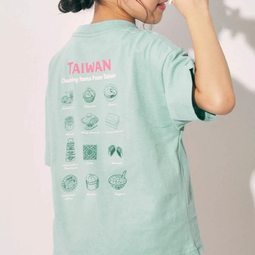 日本 devirock - 100%棉 世界美食印花短袖上衣-台灣小吃-薄荷綠