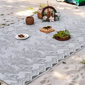 外貿美式野餐墊野營草坪地墊沙灘墊蕾絲鏤空戶外郊游便捷野餐墊