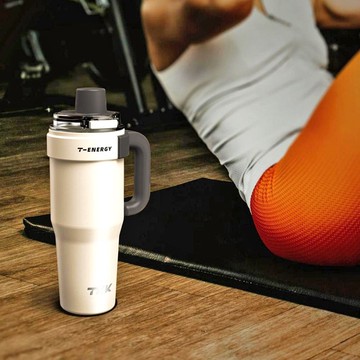 【TKK】T-One 彈蓋冰壩杯 316不鏽鋼x陶瓷噴塗 1200ML-沙丘咖