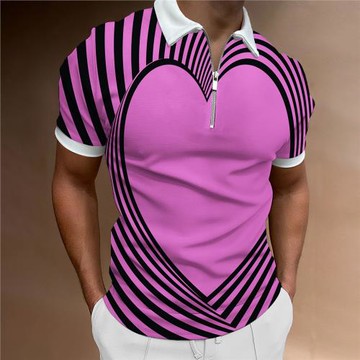 Lapel zipper printed slim fitting shirt 翻領拉鏈印花修身襯衫