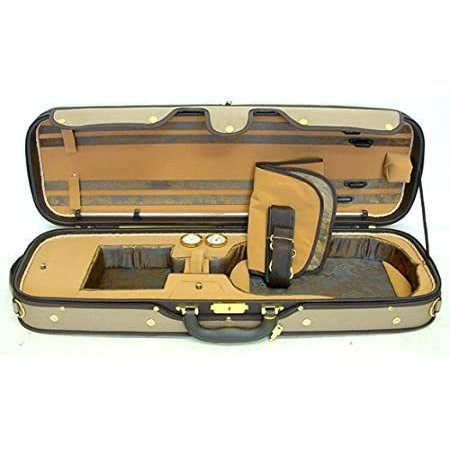 Luxury Euro-Style Violin Case Oblong Tan Light Brown Tan