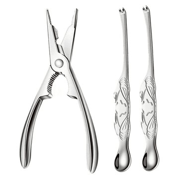 KINDAIRO 金太郎 龍蝦鉗蟹叉組 3支  鉗約長18 cm/叉約長20 cm  銀色  1組