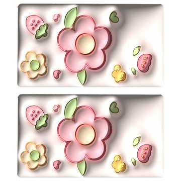 antian 3d立體吸水地墊  60 x 40cm  粉色花朵 白色  2個