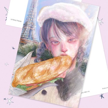 巴黎小旅行的理由 / 明信片插畫 (YeoRnn) 女孩
