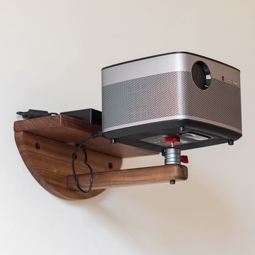 公司貨 限時下殺 免運 實木投影儀支架床頭墻上壁掛置物架子胡桃木家用臥室旋轉投屏掛架