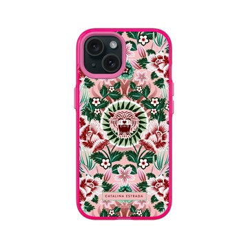 iPhone 15 Clear 粉漾桃 - Catalina Estrada - Pink Tiger and Flowers