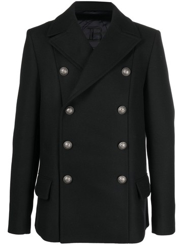 Balmain - double-breasted virgin-wool coat - men - Polyamide/Acetate/Virgin Wool/Viscose/Cotton - 50 - 0PA NOIR