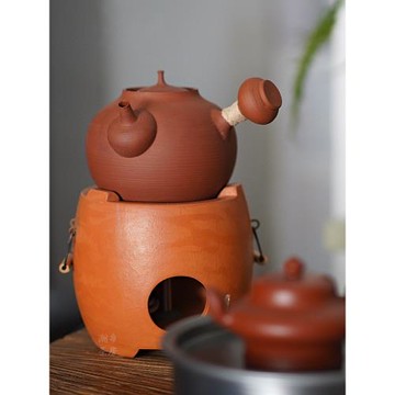 潮鄉茶房 潮汕功夫茶具 全手工朱泥薄胎砂銚壺 煮水壺陶壺