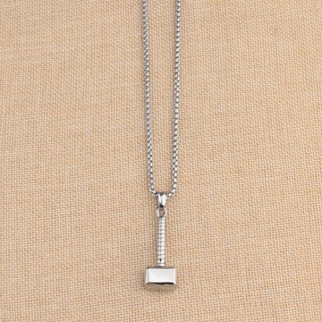 鐵錘子工具小錘子個性創意吊墜掛飾項鏈長款毛衣鏈全鈦鋼鏈1入