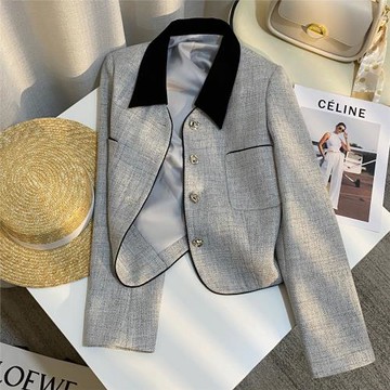 灰色高級感小香風氣質短外套女2025春季新款法式百搭名媛風上衣潮