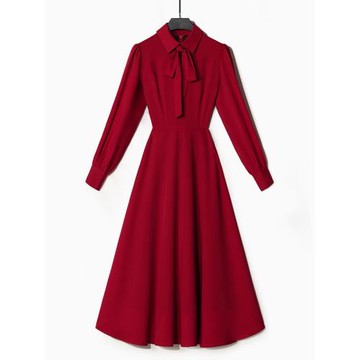 赫本風法式小紅裙禮服回門訂婚紅色連衣裙女春秋季結婚敬酒服主持