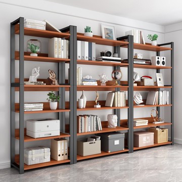書架落地簡約鋼木多層收納架儲物客廳書柜架子鐵藝展示貨架置物架