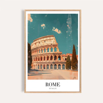 羅馬晨光 Rome Colosseum / 城市景觀插畫海報 掛畫