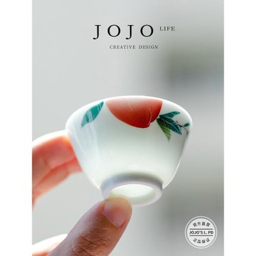JOJO'S L. PD.residents.仿古瓷手繪桃子品茗功夫茶杯陶瓷 | 區民