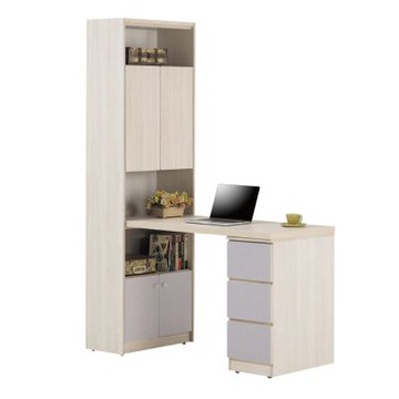 文創集 愛米利四門4尺三抽雙色書桌櫃組合-120x57x192cm免組