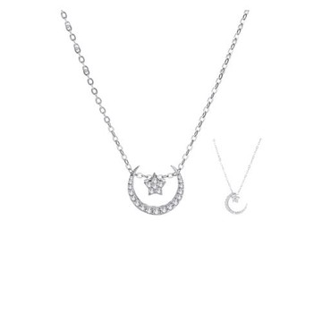 HOWEET星月項鏈輕奢鋯石甜酷小眾設計水鉆鑲嵌鎖骨鏈一條多戴飾品