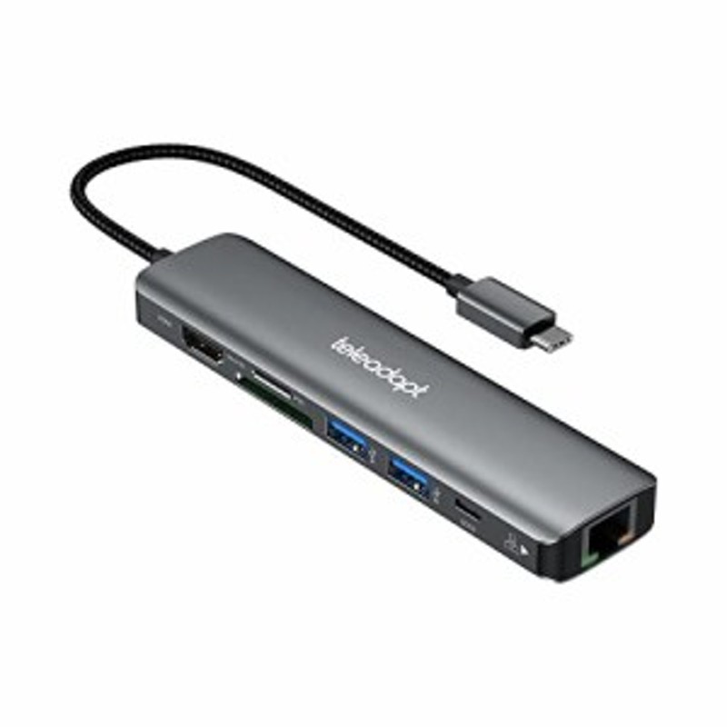 Teleadapt USB Cハブ 7-in-1 USB Type-C ハブ 4K@60Hz HDMI 1Gbps Lan ハブ イーサネット  100W PD充電 USB 3.0 ポート ハブ SD TF カード | LINEショッピング