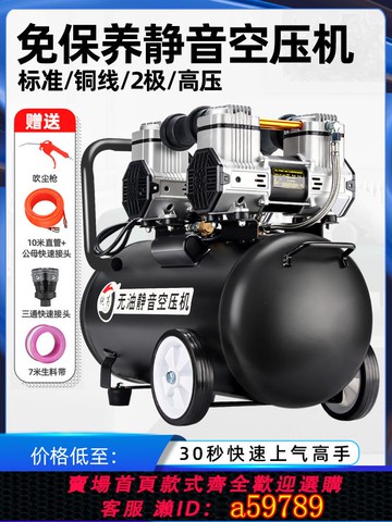 【台灣公司 可打統編】銳高無油靜音空壓機小型高壓空氣壓縮機木工噴漆汽修沖打氣泵220v