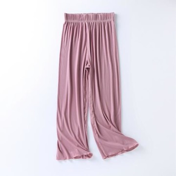 九分闊腿褲木耳花邊莫代爾家居睡褲打底女長褲薄款垂感寬松春夏秋