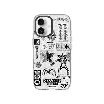 RHINOSHIELD iPhone 15/Plus/Pro/Pro Max Clear 抗黃化透明防摔手機殼｜怪奇物語-顛倒世界怪物圖鑑 黑白款