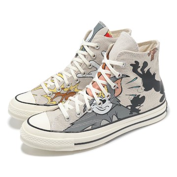 聯名帆布鞋 Chuck 70 HI 男鞋 米白 湯姆貓與傑利鼠 85週年 休閒鞋 1970 高筒 A15111C
