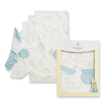 比得兔 天絲泡泡紗蝴蝶兔裝/連身衣8件組禮盒 (兔裝+手套+紗布手帕x2+紗布澡巾x2+紗布口水巾)