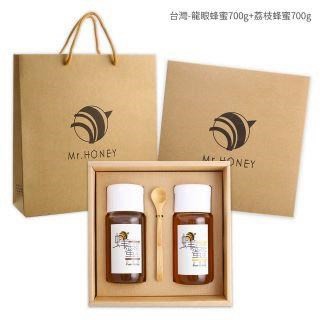 Mr.HONEY 雙饗禮盒(700gX2)-臺灣龍眼蜂蜜+荔枝蜂蜜(或野花蜂蜜)