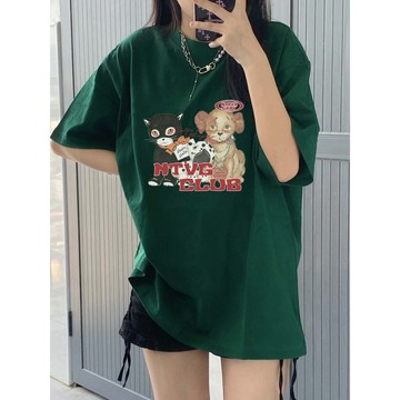 【PRPN】100%純棉 短袖女 印花 t恤 蓋屁股上衣 夏天穿搭 學生黨衣服
