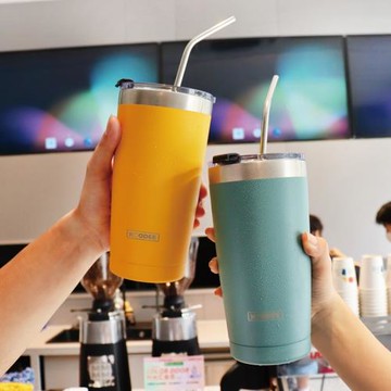 koodee咖啡隨行杯大容量保冷杯男女高顏值吸管保溫杯不銹鋼車載杯