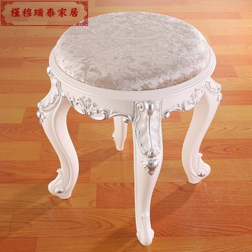 白色法式化妝凳簡約現代歐式梳妝臺凳子仿實木美甲凳臥室換鞋凳