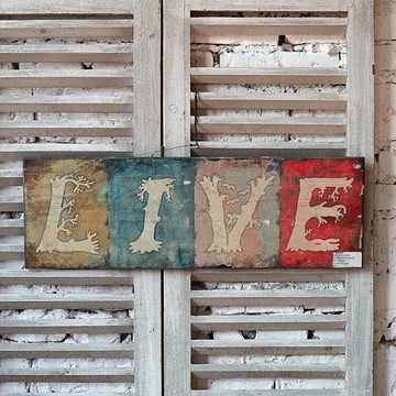 live木板畫 字母壁掛裝飾 復古做舊 美式鄉村風格 孤品1入