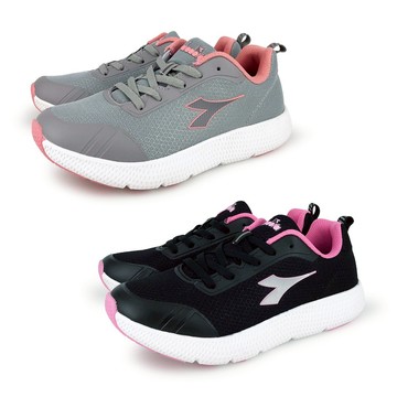 DIADORA迪亞多那 女專業輕量慢跑鞋 女運動鞋 女鞋 護趾 輕盈 透氣 吸濕 排汗 Q彈 緩震 減壓 止滑 灰 黑