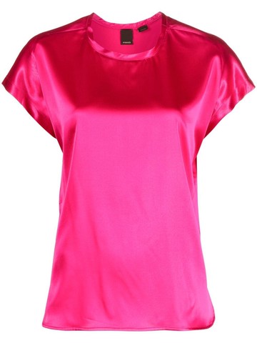 PINKO - short-sleeve satin blouse - women - Silk/Spandex/Elastane - 44