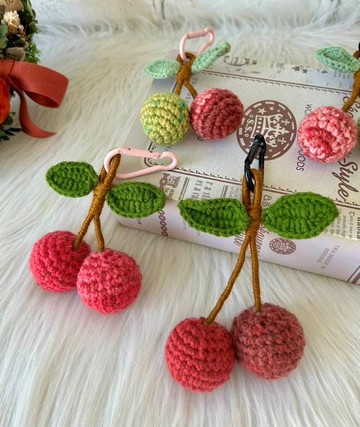 手作編織可愛荔枝鑰匙扣/包包吊飾
