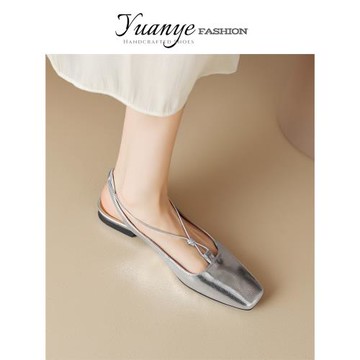 原野銀色包頭平底設計感淑女氣質后空單鞋涼鞋子女2025年夏季新款