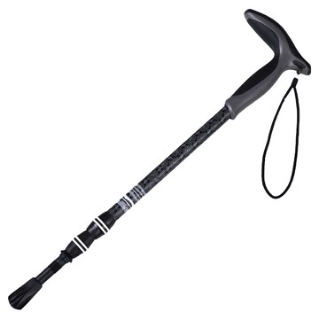 Pioneer 開拓者 新大陸碳纖維彎把避震登山杖 收納49cm 調節長度49-100cm 重量186g  收納49cm 伸長49~100cm  黑色  1支