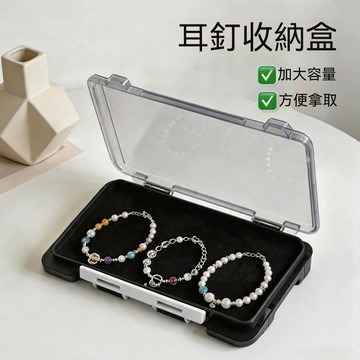 隔日到貨⚡耳釘收納盒 耳環收納盒 帶蓋防塵盒 便攜亮片路亞盒 海綿孔飾品盒 整理分隔盒 大容量飾品收納盒 海綿收納盒
