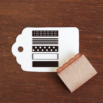 模仿和紙膠帶風格線條，5入組，20mm 縱向尺寸，手帳印章，橡膠印章，行程規劃本，日記，日本製 b-137