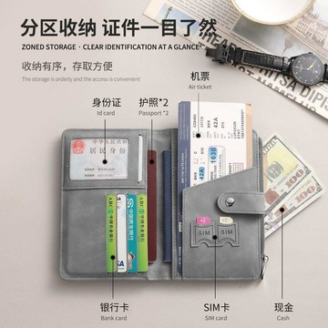 商城熱賣⭐出國防盜錢包 多功能錢包   大容量日系新款防盜刷錢包一體護照夾證件收納機票保護套RFID多功能旅行