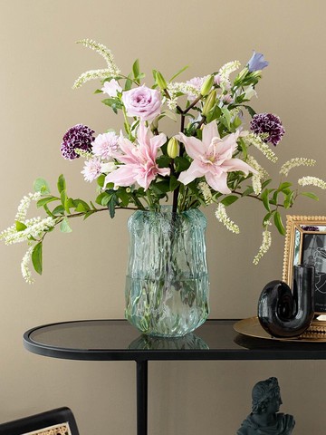 南十字星 西班牙輕奢手工玻璃花瓶 北歐客廳水培綠色透明花器冰湖