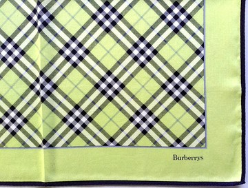 Burberry 復古手帕 黃色格紋 - 口袋巾 20 x 19.5 英吋