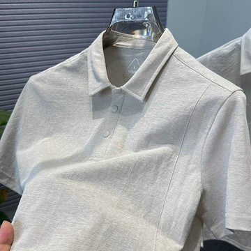 棉麻襯衫男士夏季新款休閒寬鬆年輕人帥氣棉麻polo衫短袖上衣  7W