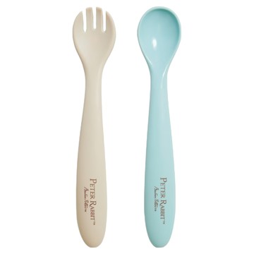 奇哥 比得兔矽膠湯叉餐具組  蘇打藍  叉子 + 湯匙  1組