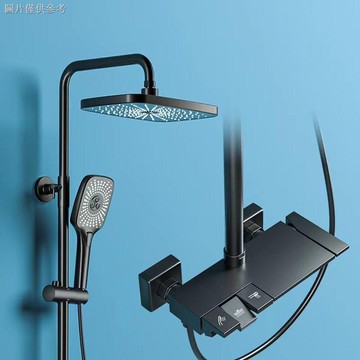 新款槍灰色淋浴花灑套裝全銅增壓淋浴器浴室家用淋雨花灑整套