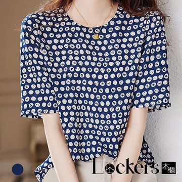【Lockers 木櫃】夏季波點雪紡印花上衣 L112071006